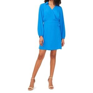 Halogen Blue Long-Sleeve Wrap Dress